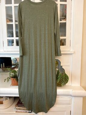 Women’s Long Sleeve Olive Green Maxi Dress